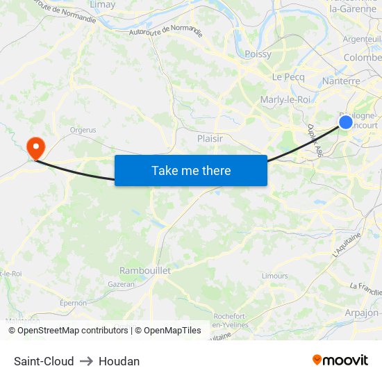 Saint-Cloud to Houdan map
