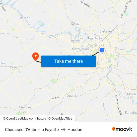 Chaussée D'Antin - la Fayette to Houdan map