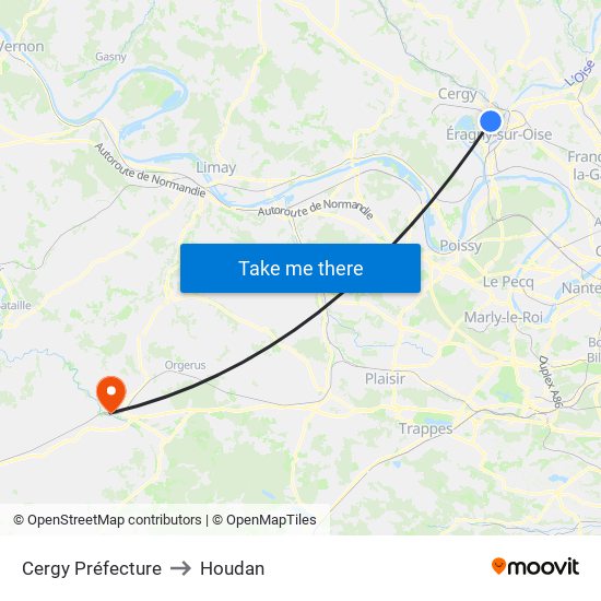 Cergy Préfecture to Houdan map