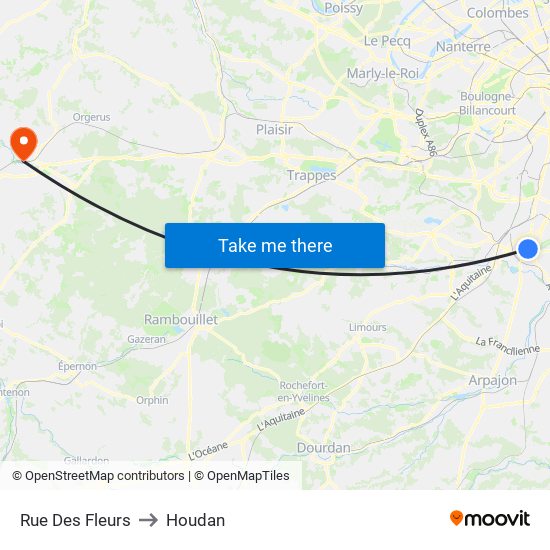 Rue Des Fleurs to Houdan map