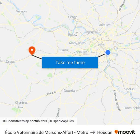 École Vétérinaire de Maisons-Alfort - Métro to Houdan map