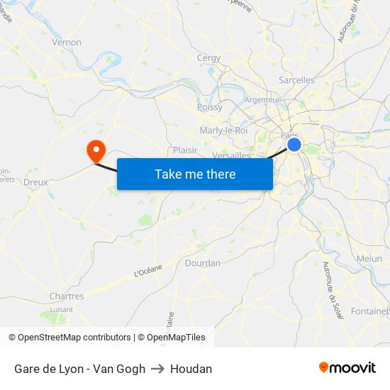 Gare de Lyon - Van Gogh to Houdan map