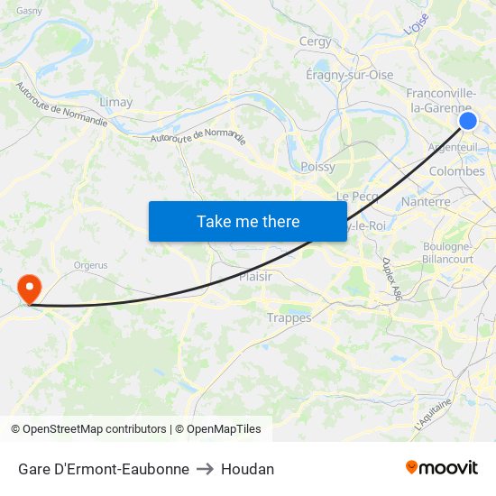 Gare D'Ermont-Eaubonne to Houdan map