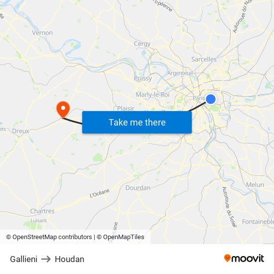 Gallieni to Houdan map