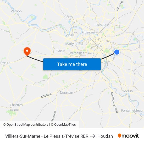 Villiers-Sur-Marne - Le Plessis-Trévise RER to Houdan map