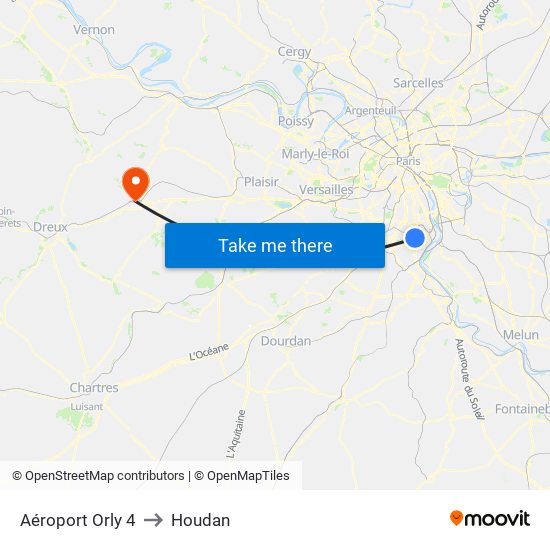 Aéroport Orly 4 to Houdan map