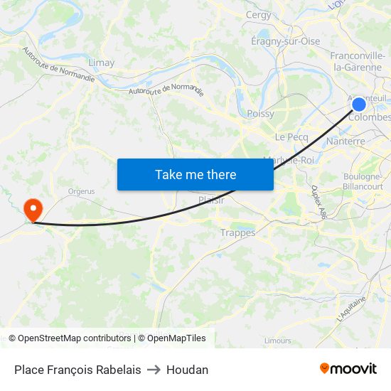 Place François Rabelais to Houdan map