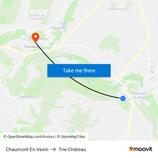 Chaumont-En-Vexin to Trie-Château map