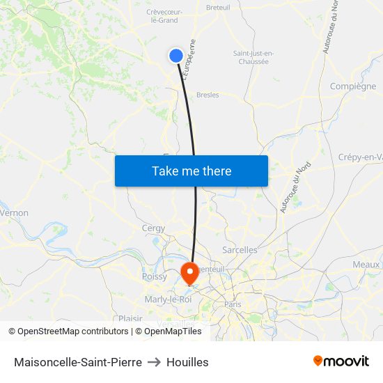 Maisoncelle-Saint-Pierre to Houilles map