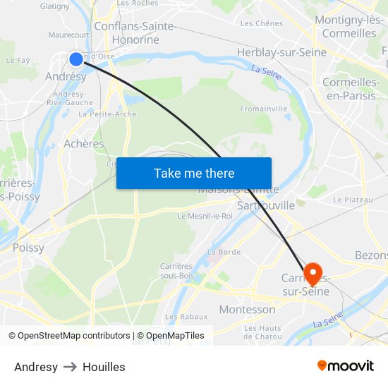 Andresy to Houilles map