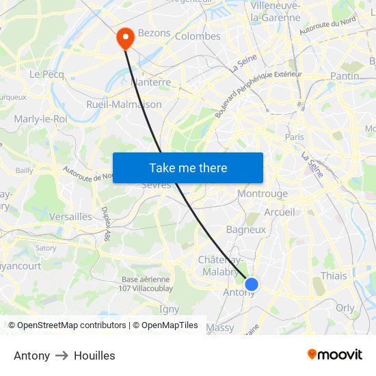 Antony to Houilles map