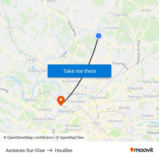 Asnieres-Sur-Oise to Houilles map
