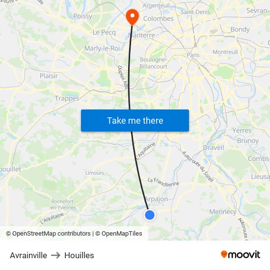 Avrainville to Houilles map
