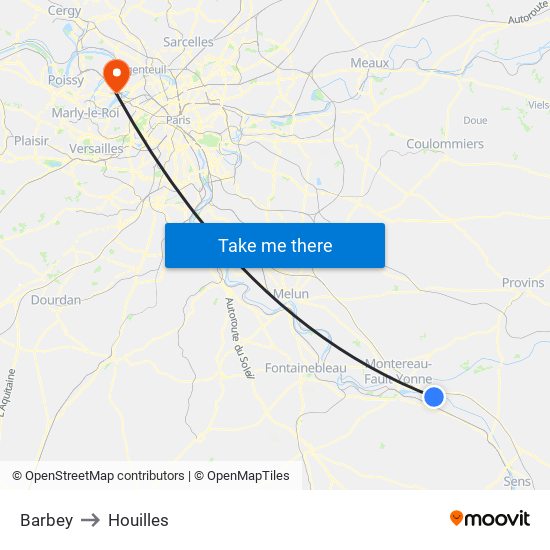 Barbey to Houilles map