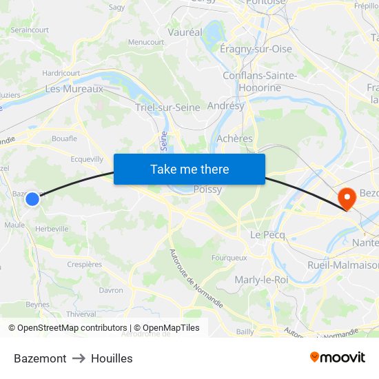 Bazemont to Houilles map