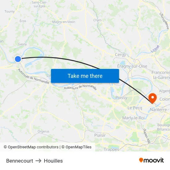 Bennecourt to Houilles map