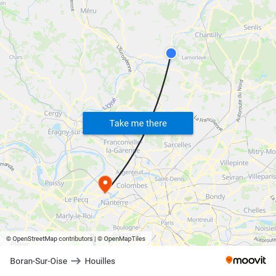 Boran-Sur-Oise to Houilles map