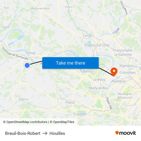 Breuil-Bois-Robert to Houilles map