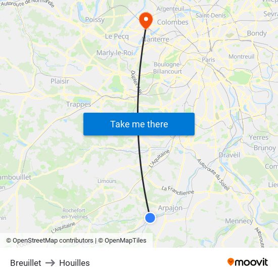 Breuillet to Houilles map