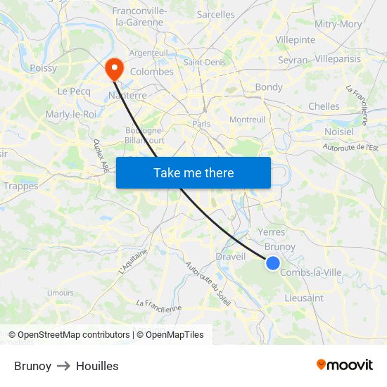 Brunoy to Houilles map