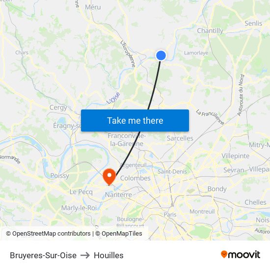 Bruyeres-Sur-Oise to Houilles map