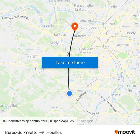 Bures-Sur-Yvette to Houilles map