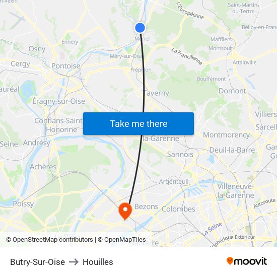 Butry-Sur-Oise to Houilles map