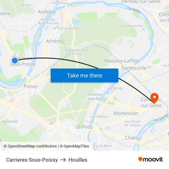 Carrieres-Sous-Poissy to Houilles map