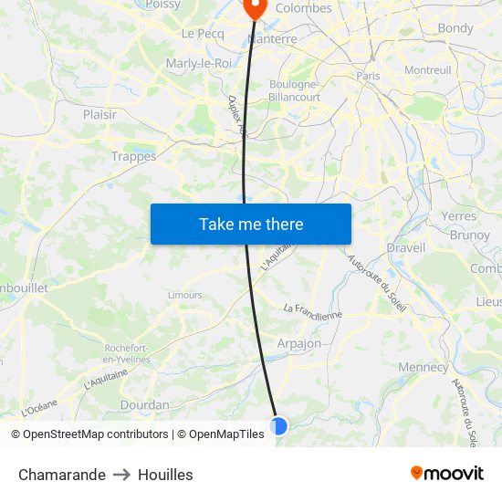 Chamarande to Houilles map