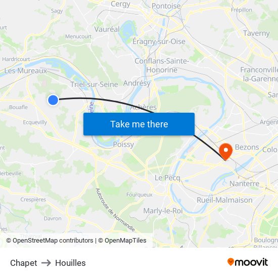 Chapet to Houilles map