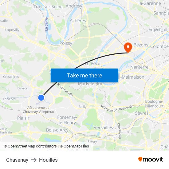 Chavenay to Houilles map