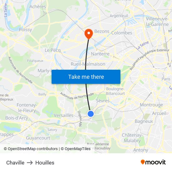 Chaville to Houilles map