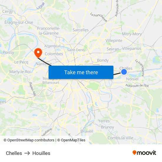 Chelles to Houilles map