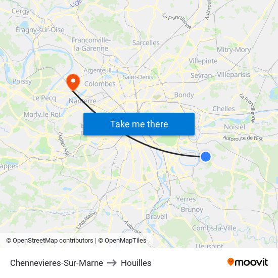 Chennevieres-Sur-Marne to Houilles map