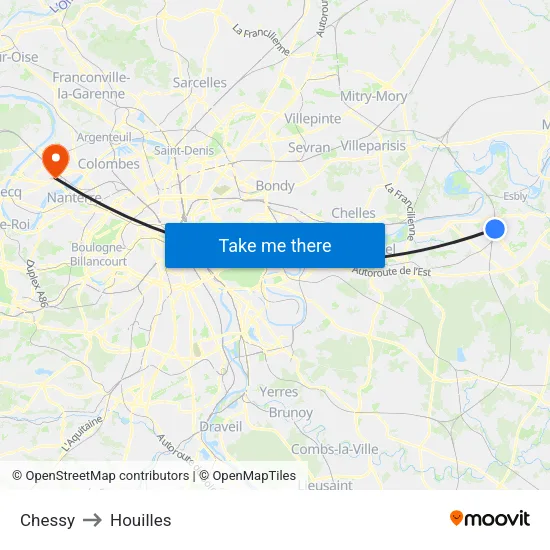 Chessy to Houilles map