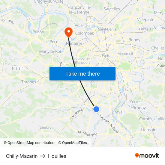 Chilly-Mazarin to Houilles map