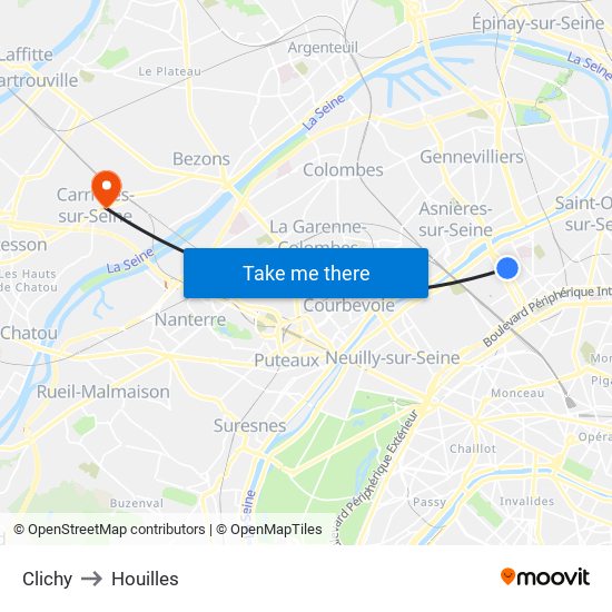 Clichy to Houilles map