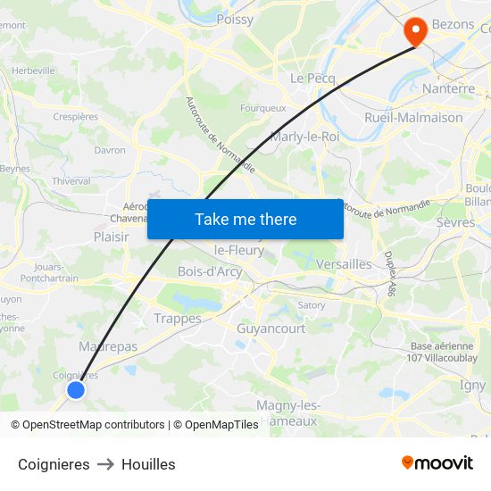Coignieres to Houilles map