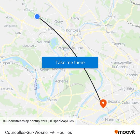 Courcelles-Sur-Viosne to Houilles map