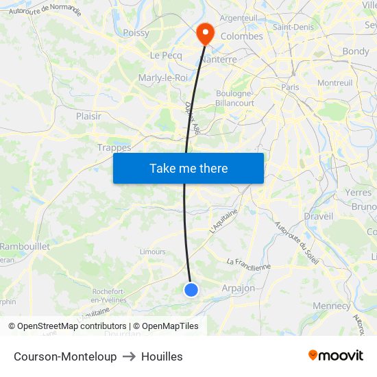 Courson-Monteloup to Houilles map