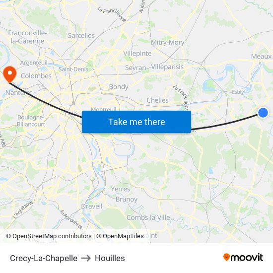 Crecy-La-Chapelle to Houilles map