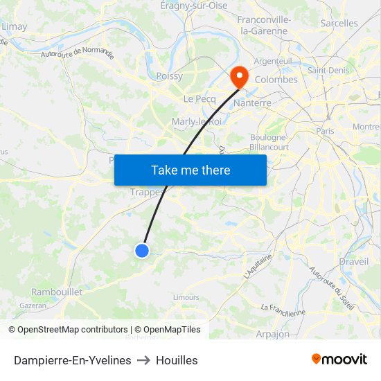 Dampierre-En-Yvelines to Houilles map