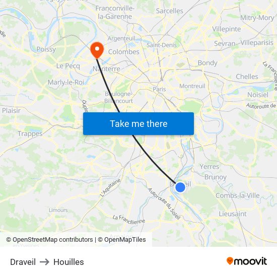 Draveil to Houilles map