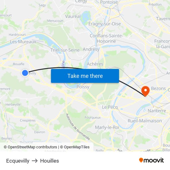 Ecquevilly to Houilles map