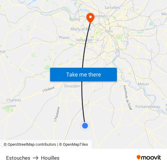 Estouches to Houilles map