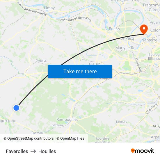 Faverolles to Houilles map