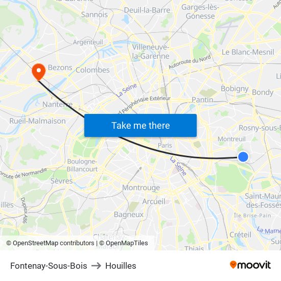 Fontenay-Sous-Bois to Houilles map
