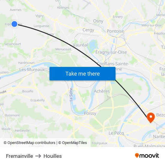 Fremainville to Houilles map