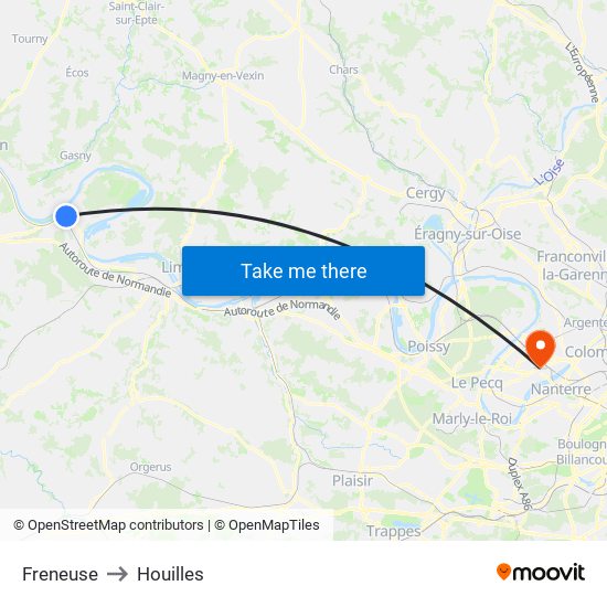 Freneuse to Houilles map