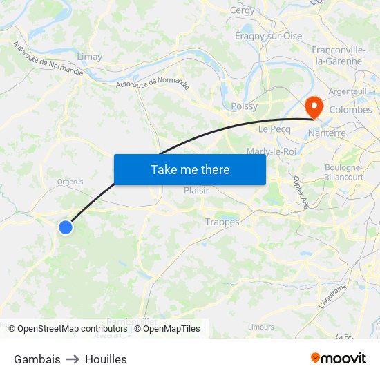 Gambais to Houilles map
